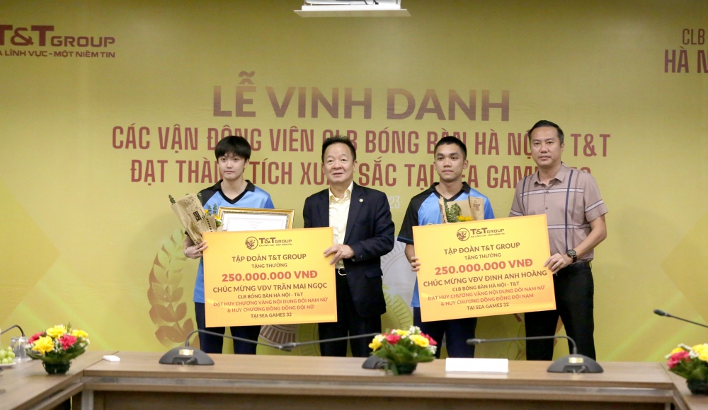 Tập đoàn T&T Group thưởng hơn 1 tỷ đồng cho kỳ tích bóng bàn Việt Nam tại SEA Games 32