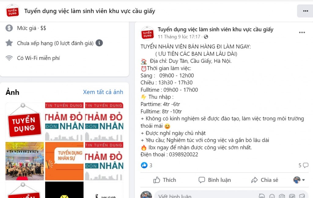 Cảnh giác “bẫy” lừa đảo tìm việc làm với tân sinh viên