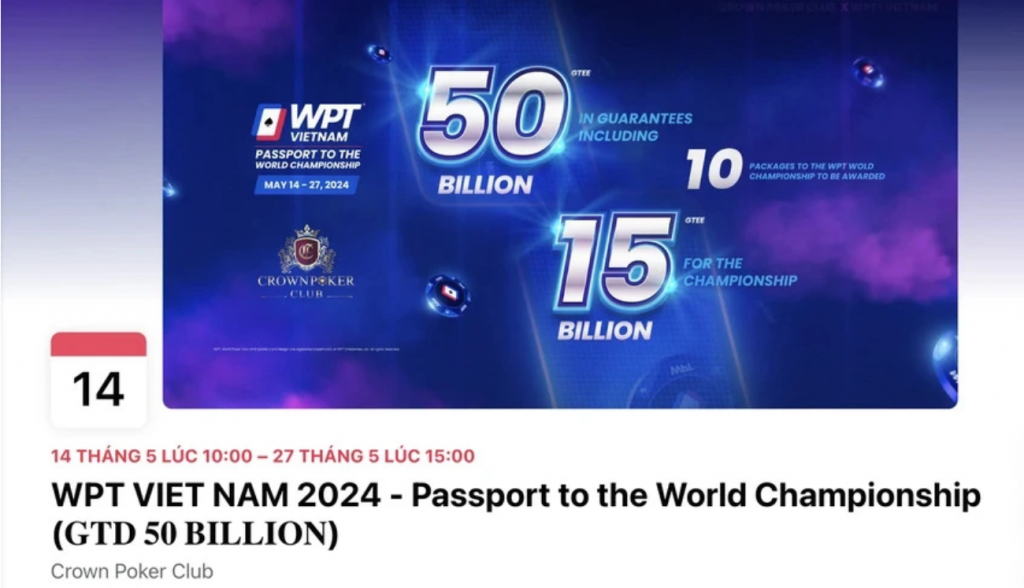 Yêu cầu dừng giải Poker “WTP VietNam2024” nếu chưa đúng quy trình