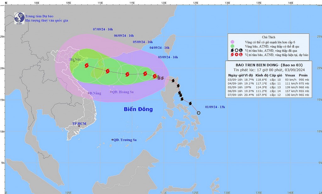 Hà Nội: Trực 24/24h, theo dõi chặt chẽ tình hình bão số 3