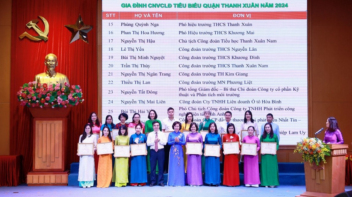 Quận Thanh Xuân khen thưởng 90 gia đình công nhân, viên chức, lao động tiêu biểu