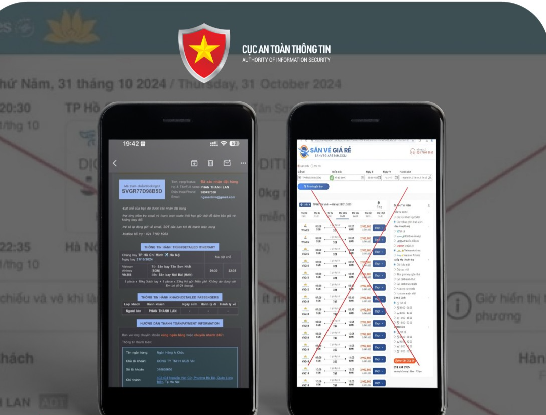 Chiêu lừa giả mạo bán vé máy bay Tết 2025 để chiếm đoạt tài sản
