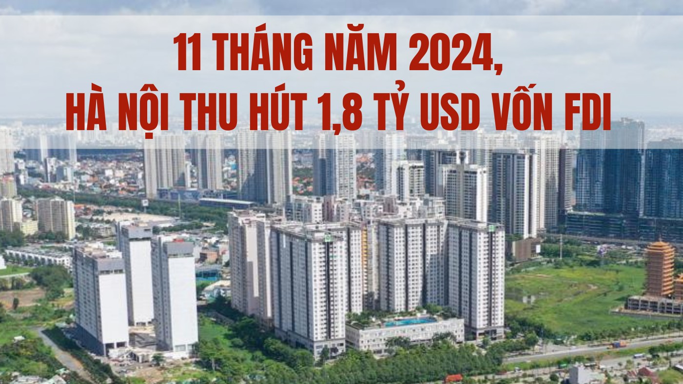 11 tháng năm 2024, Hà Nội thu hút 1,8 tỷ USD vốn FDI