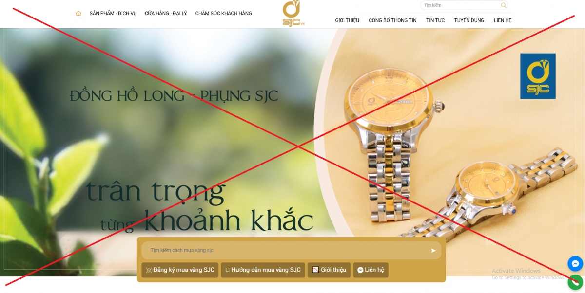 Cảnh báo giả mạo website Công ty SJC lừa đảo bán vàng online