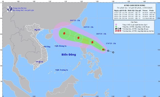Dự báo mới nhất áp thấp nhiệt đới sắp mạnh lên thành bão