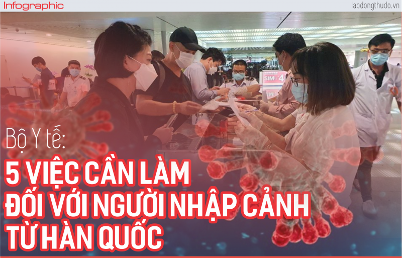 Infographic: Bộ Y tế - 5 việc cần làm đối với người nhập cảnh từ Hàn Quốc