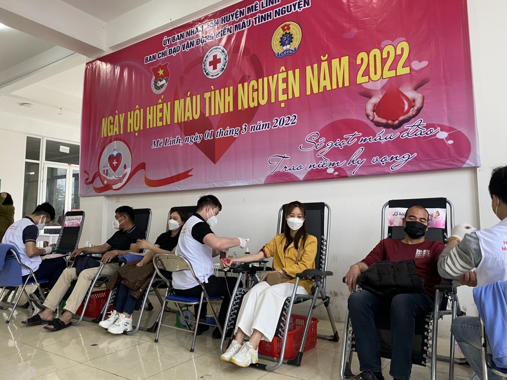 Sôi nổi ngày hội hiến máu tình nguyện huyện Mê Linh năm 2022